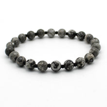 Carica l'immagine nel visualizzatore di Gallery, Bracciale unisex Paesina grigia 6 mm lisci