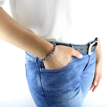 Carica l'immagine nel visualizzatore di Gallery, Bracciale unisex Paesina grigia 6 mm lisci