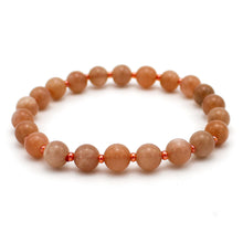 Carica l'immagine nel visualizzatore di Gallery, Bracciale unisex Pietra di luna rosa 6 mm lisci
