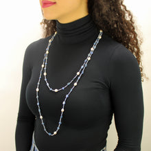 Carica l'immagine nel visualizzatore di Gallery, Collana lunga cianite, ematite, perle di fiume e cristalli