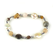 Carica l'immagine nel visualizzatore di Gallery, Bracciale donna agata botswana, perle di fiume, ematite e quarzo rosa