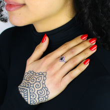 Carica l'immagine nel visualizzatore di Gallery, Anello fiore onice nero e argento 925-2,5 gr