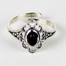 Carica l'immagine nel visualizzatore di Gallery, Anello fiore onice nero e argento 925-2,5 gr