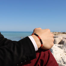 Carica l'immagine nel visualizzatore di Gallery, Bracciale uomo 6 mm onice nero, agata di fuoco ed ematite