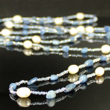 Carica l'immagine nel visualizzatore di Gallery, Collana lunga cianite, ematite, perle di fiume e cristalli