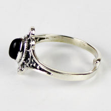 Carica l'immagine nel visualizzatore di Gallery, Anello fiore onice nero e argento 925-2,5 gr