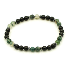 Carica l'immagine nel visualizzatore di Gallery, Bracciale uomo 6 mm onice nero, agata muschiata ed ematite