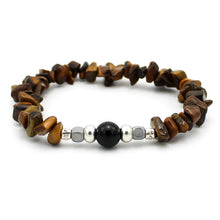 Carica l'immagine nel visualizzatore di Gallery, Bracciale donna chips con lega, occhio di tigre, ematite cubo e onice nero