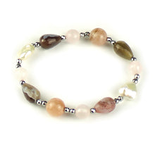 Carica l'immagine nel visualizzatore di Gallery, Bracciale donna agata botswana, perle di fiume, ematite e quarzo rosa