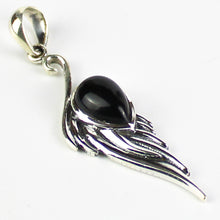 Carica l'immagine nel visualizzatore di Gallery, Ciondolo ala onice nero e argento 925