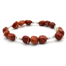 Carica l'immagine nel visualizzatore di Gallery, Bracciale donna burattate medie diaspro rosso, ematite e perle di fiume