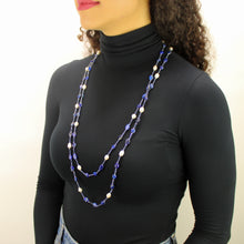 Carica l'immagine nel visualizzatore di Gallery, Collana lunga lapislazzuli, ematite, perle di fiume e cristalli