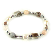 Carica l'immagine nel visualizzatore di Gallery, Bracciale donna agata botswana, perle di fiume, ematite e quarzo rosa