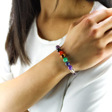 Carica l'immagine nel visualizzatore di Gallery, Bracciale unisex Sette chakra 8mm con ametista ed ematite