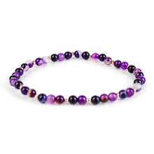 Carica l'immagine nel visualizzatore di Gallery, Bracciale unisex agata viola 4 mm lisci