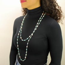 Carica l'immagine nel visualizzatore di Gallery, Collana lunga amazzonite africana, ematite, perle di fiume e cristalli