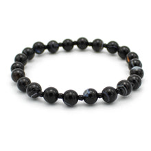Carica l'immagine nel visualizzatore di Gallery, Bracciale unisex Agata nera 6 mm lisci
