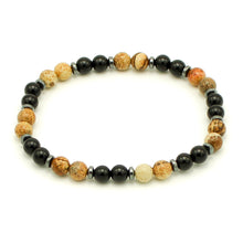 Carica l'immagine nel visualizzatore di Gallery, Bracciale uomo 6 mm onice nero, diaspro paesina ed ematite