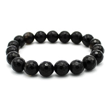 Carica l'immagine nel visualizzatore di Gallery, Bracciale unisex Agata nera 10 mm sfaccettati