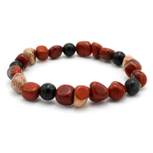 Carica l'immagine nel visualizzatore di Gallery, Bracciale donna burattate medie diaspro rosso e onice nero