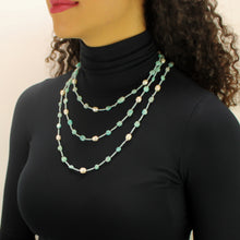 Carica l'immagine nel visualizzatore di Gallery, Collana lunga amazzonite africana, ematite, perle di fiume e cristalli
