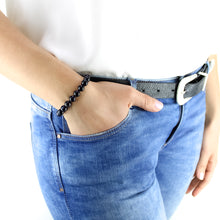 Carica l'immagine nel visualizzatore di Gallery, Bracciale unisex Agata nera 8 mm lisci