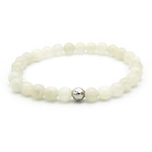 Carica l'immagine nel visualizzatore di Gallery, Bracciale unisex 6 mm Pietra di luna bianca e argento 925