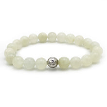 Carica l'immagine nel visualizzatore di Gallery, Bracciale unisex 8 mm Pietra di luna bianca e argento 925