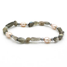 Carica l'immagine nel visualizzatore di Gallery, Bracciale donna burattatine labradorite con ematite e perle di fiume