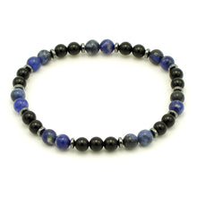 Carica l'immagine nel visualizzatore di Gallery, Bracciale uomo 6 mm onice nero, sodalite ed ematite
