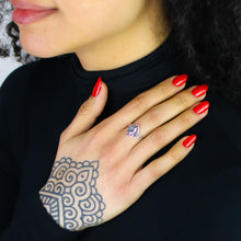 Carica l'immagine nel visualizzatore di Gallery, Anello fiore labradorite e argento 925-2,5 gr