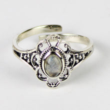 Carica l'immagine nel visualizzatore di Gallery, Anello fiore labradorite e argento 925-2,5 gr