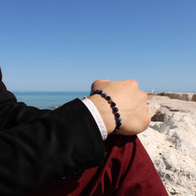 Carica l'immagine nel visualizzatore di Gallery, Bracciale uomo 6 mm onice nero, sodalite, pietra lavica bagno argento e zama