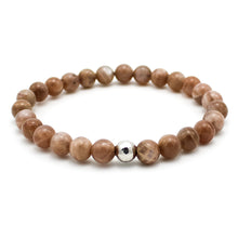 Carica l'immagine nel visualizzatore di Gallery, Bracciale unisex 6 mm Pietra di luna rosa e argento 925