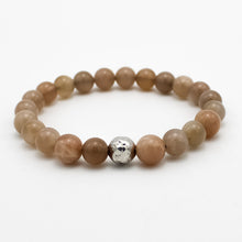 Carica l'immagine nel visualizzatore di Gallery, Bracciale unisex 8 mm Pietra di luna rosa e argento 925