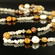 Carica l'immagine nel visualizzatore di Gallery, Collana media burattatine di pietra di luna e agata con ematite e perle di fiume