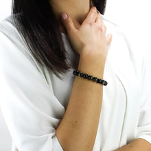 Carica l'immagine nel visualizzatore di Gallery, Bracciale unisex Ossidiana gold 10 mm lisci