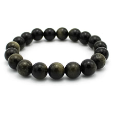 Carica l'immagine nel visualizzatore di Gallery, Bracciale unisex Ossidiana gold 10 mm lisci