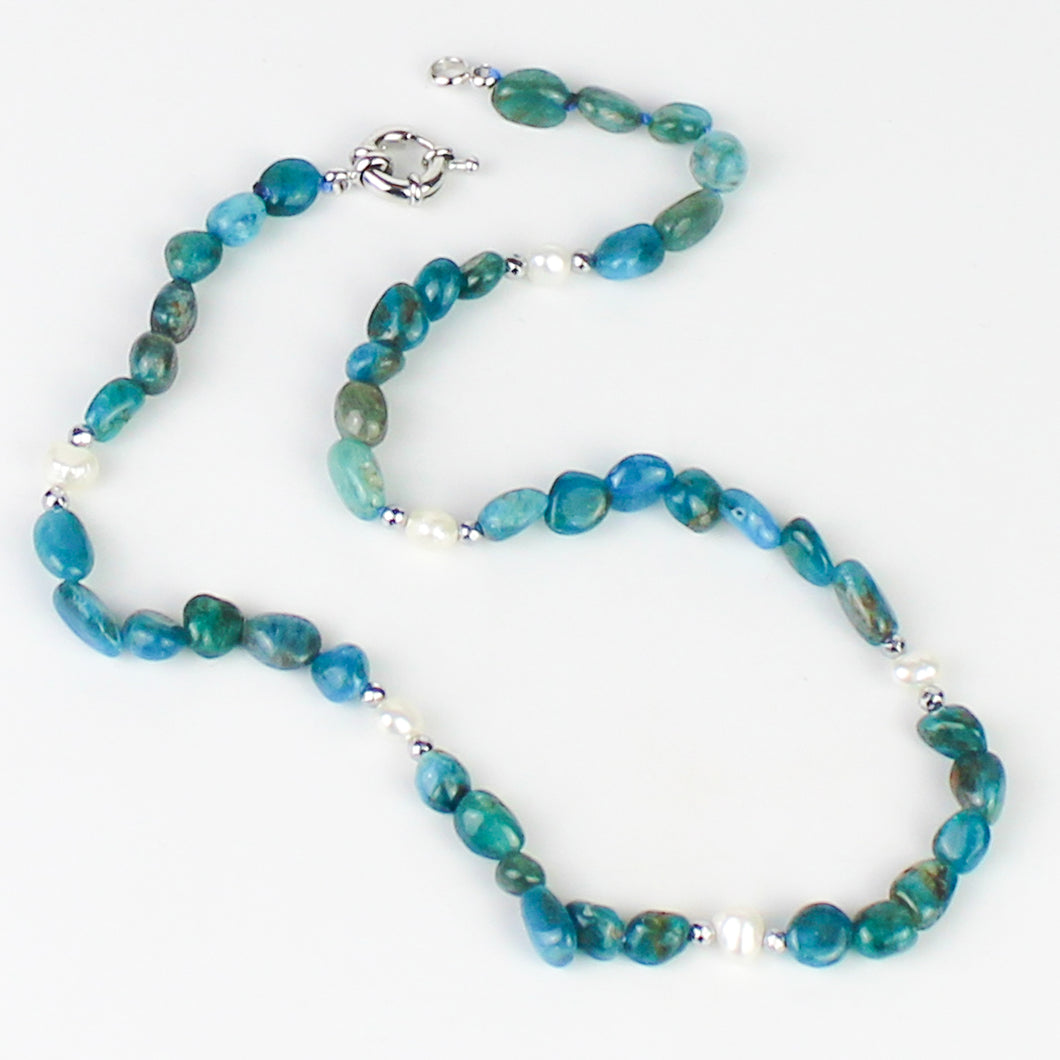 Collana girocollo burattatine apatite, ematite e perle