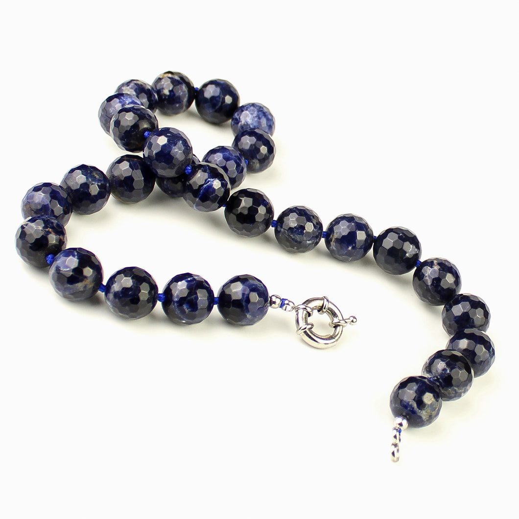 Collana girocollo sodalite 14 mm sfaccettati