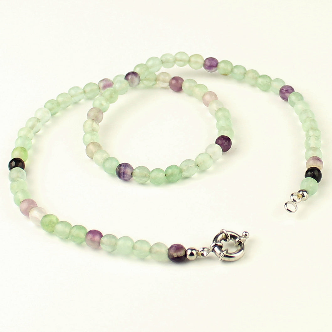 Collana girocollo fluorite 6 mm sfaccettati