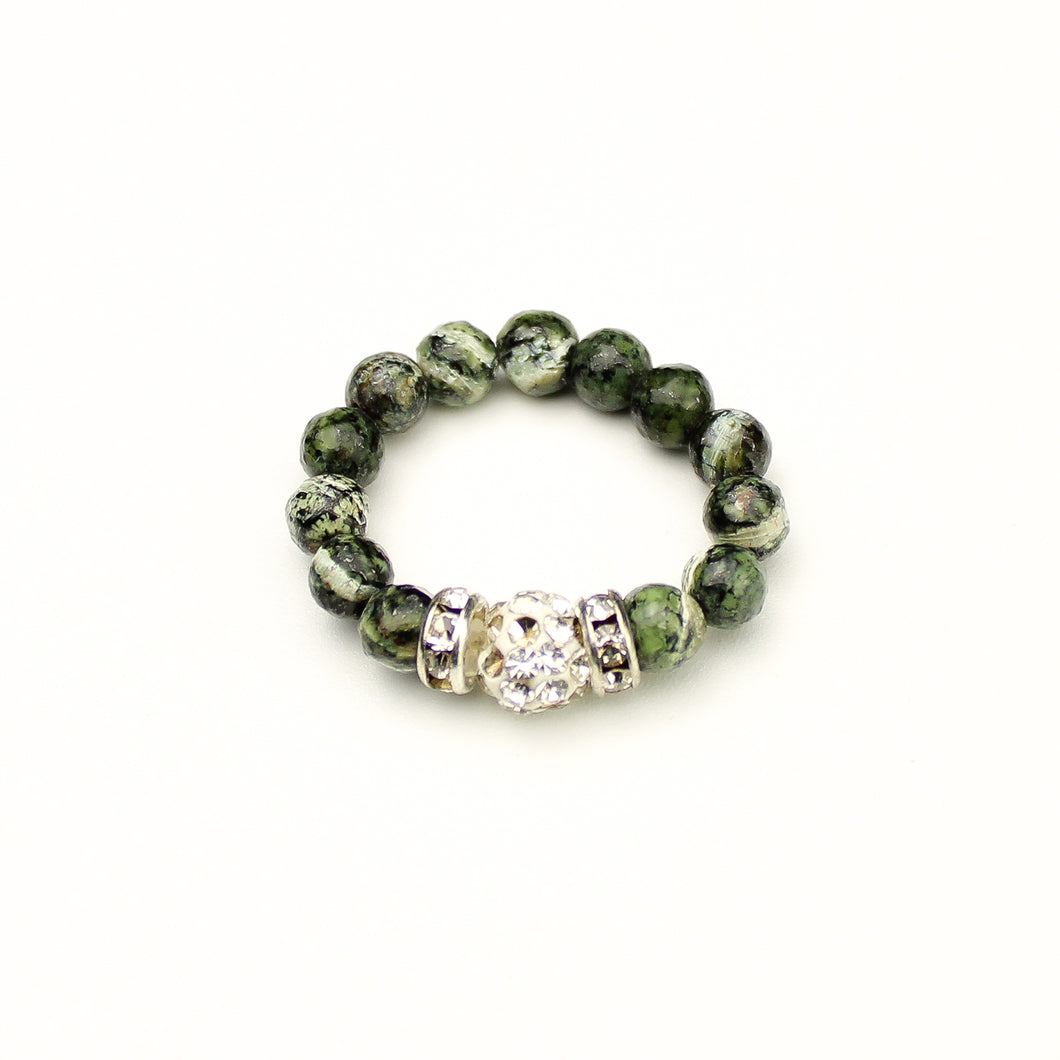 Anello diaspro silver green e strass