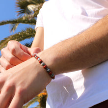 Carica l&#39;immagine nel visualizzatore di Gallery, Bracciale uomo 6 mm diaspro rosso, paesina grigia, ematite e zama
