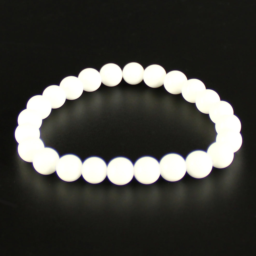 Bracciale unisex Agata bianca 8 mm lisci