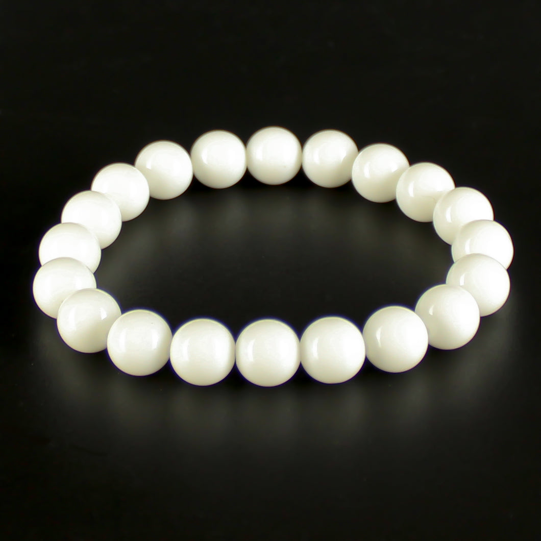 Bracciale unisex Agata bianca 10 mm lisci