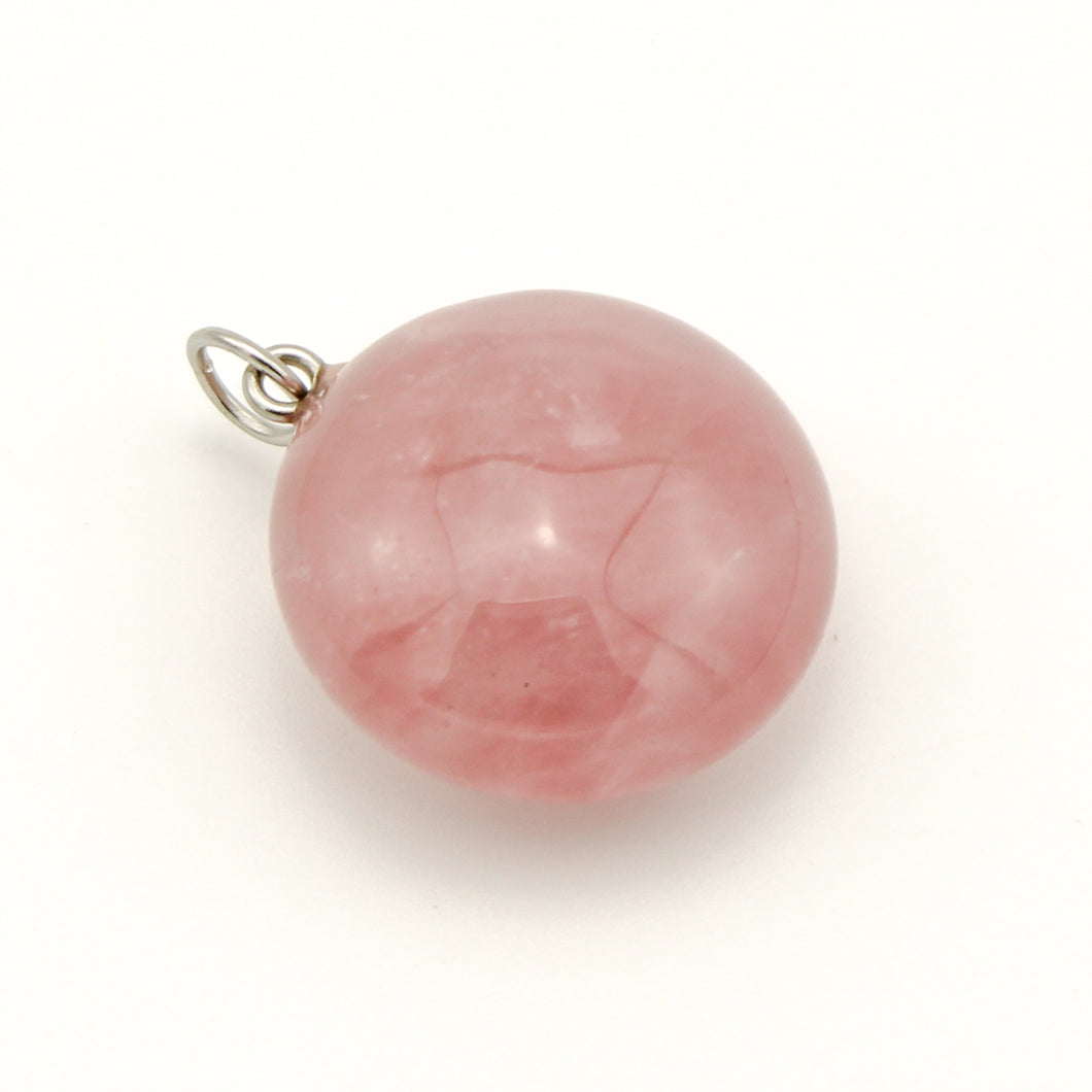 Ciondolo quarzo rosa forma tonda piatta