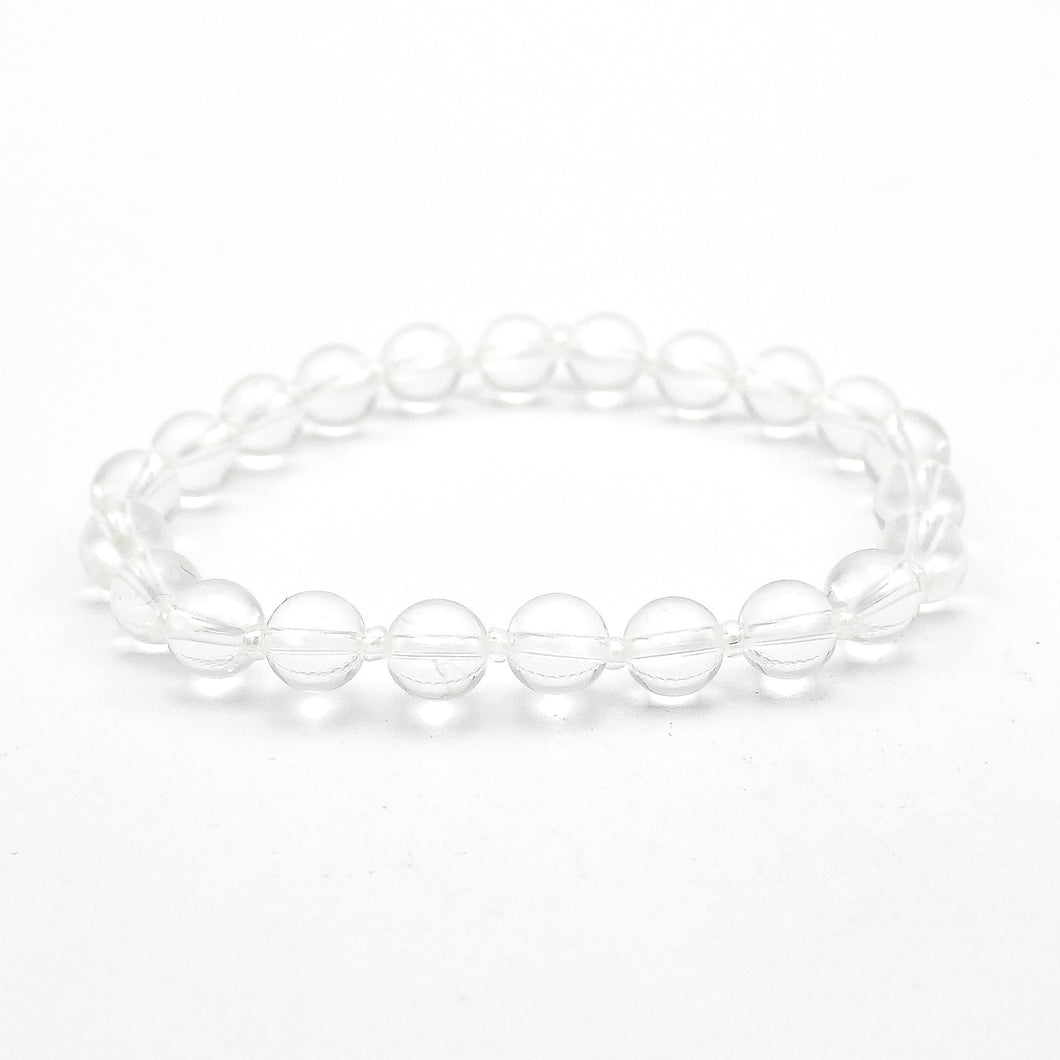 Bracciale unisex Cristallo di rocca 6 mm lisci