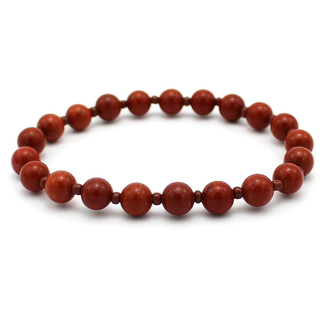 Bracciale unisex Diaspro rosso 6 mm lisci