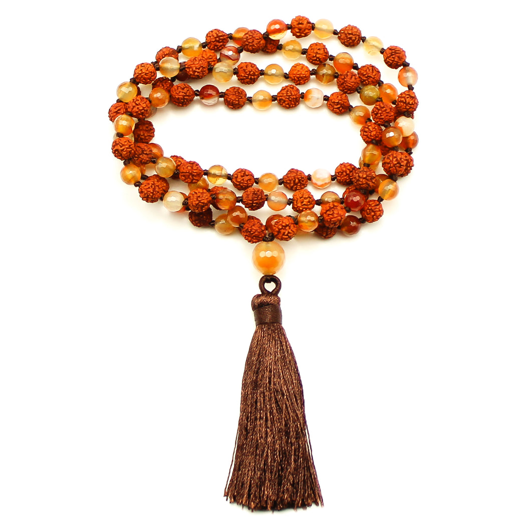 Mala Corniola e semi di rudraksha