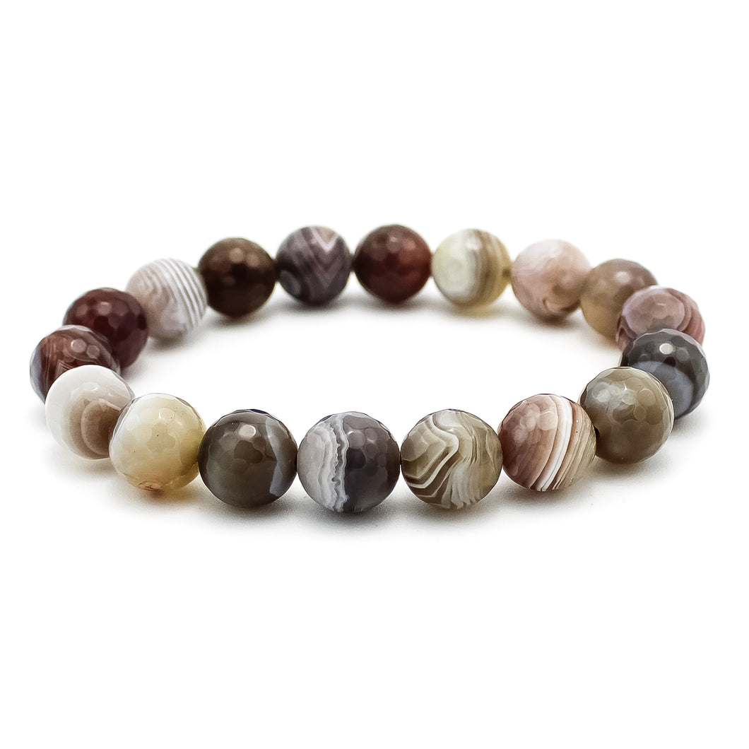 Bracciale unisex Agata Botswana 10 mm sfaccettati